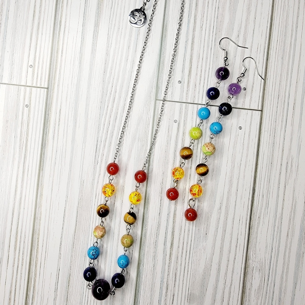 Beaded Chakra Necklace and Earring set